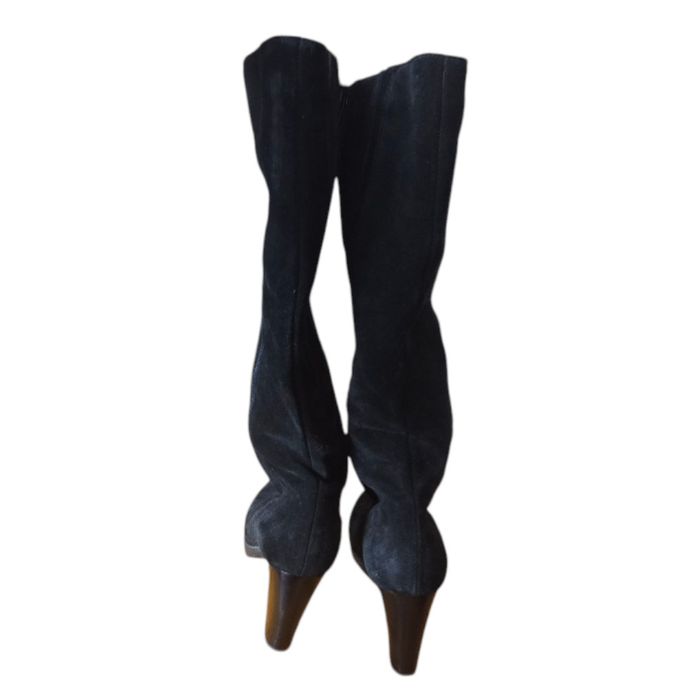 La Canadienne Beverly Black Tall Suede Boot Heel Size 6 Waterproof - Picture 6 of 8